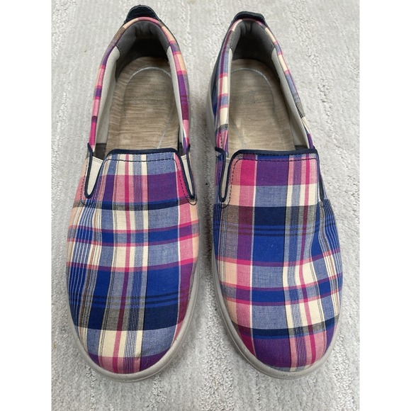 Dansko Belle Madras Plaid Canvas Slip On Pink Blue Comfort Shoes Sz 10 US/41 EU - Picture 9 of 10